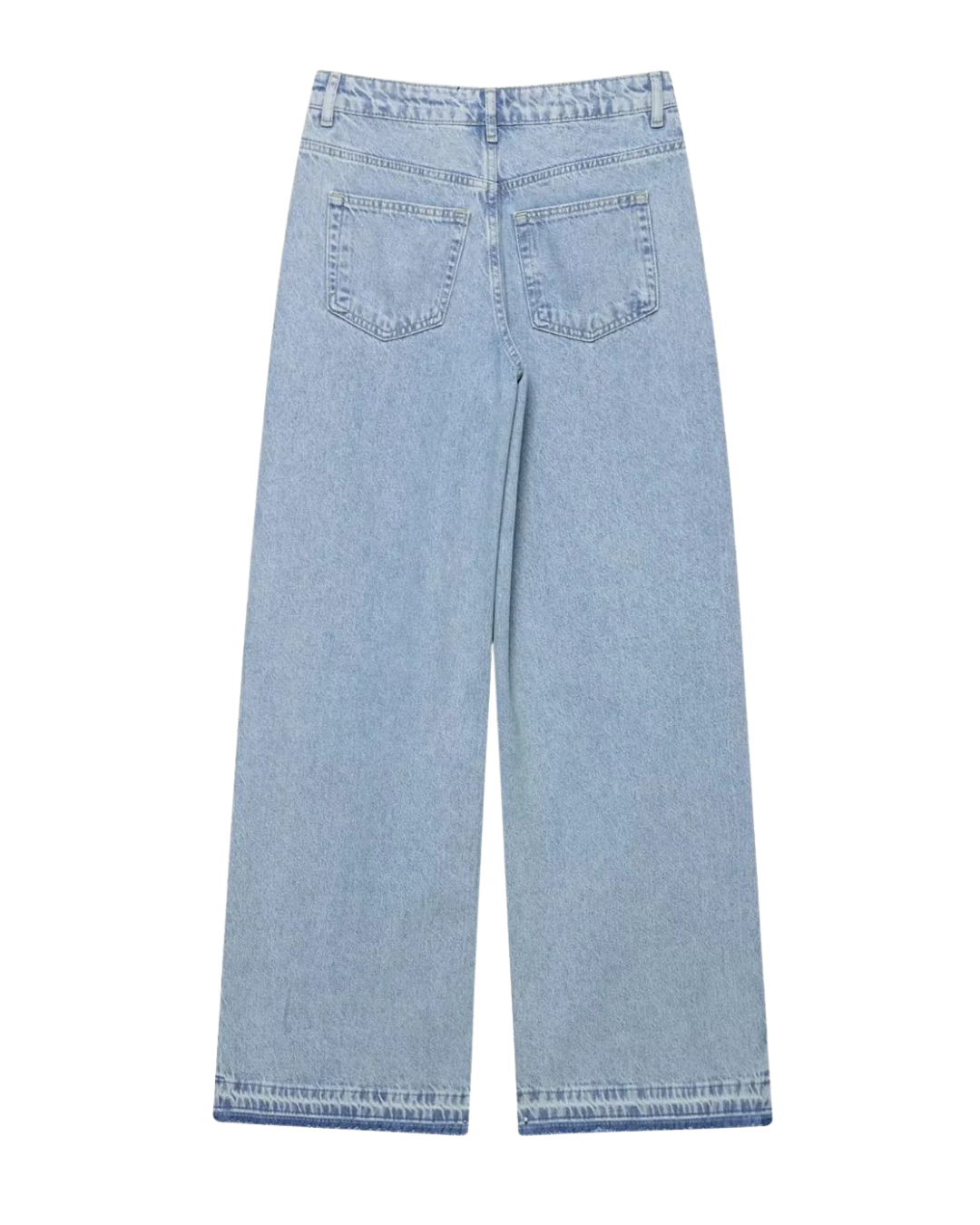 Esme | Wide Leg Jeans Light Blue High Waisted Crochet Panel Detail
