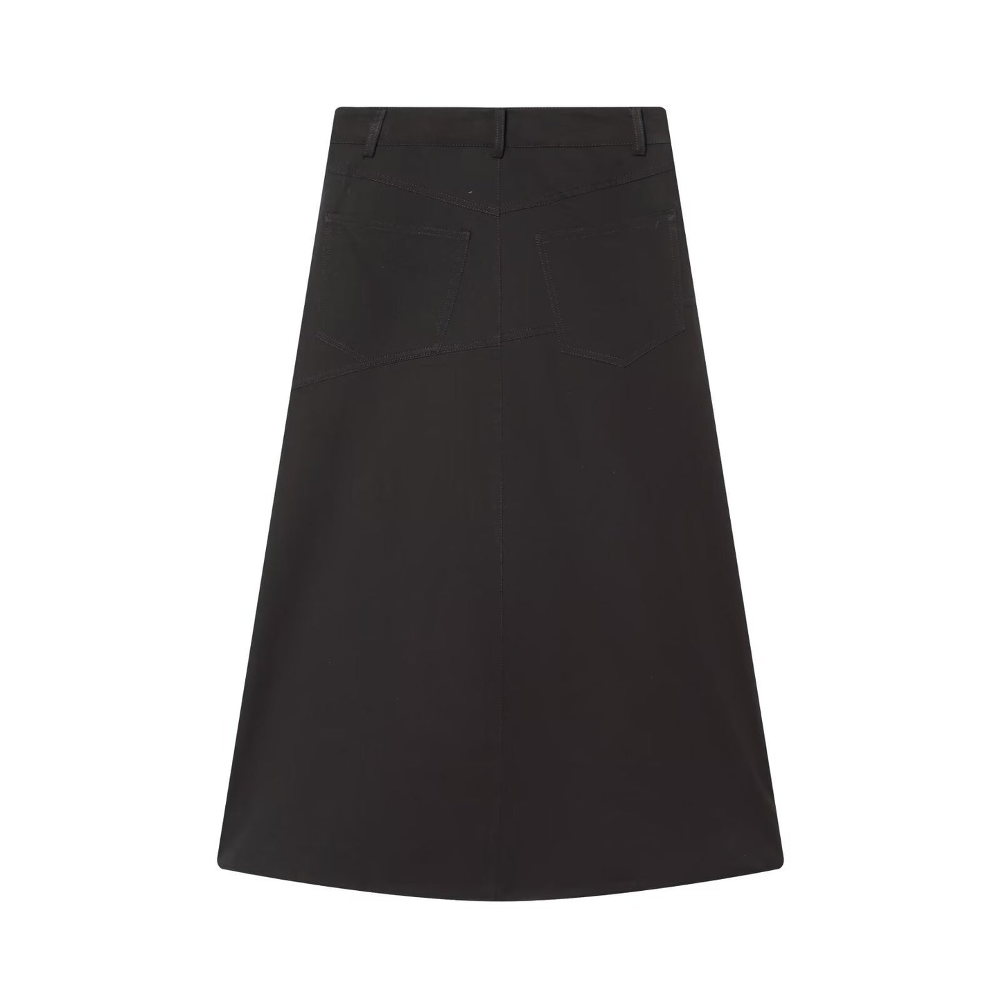 Zoe | Asymmetric Midi Skirt Black A Line High Waisted