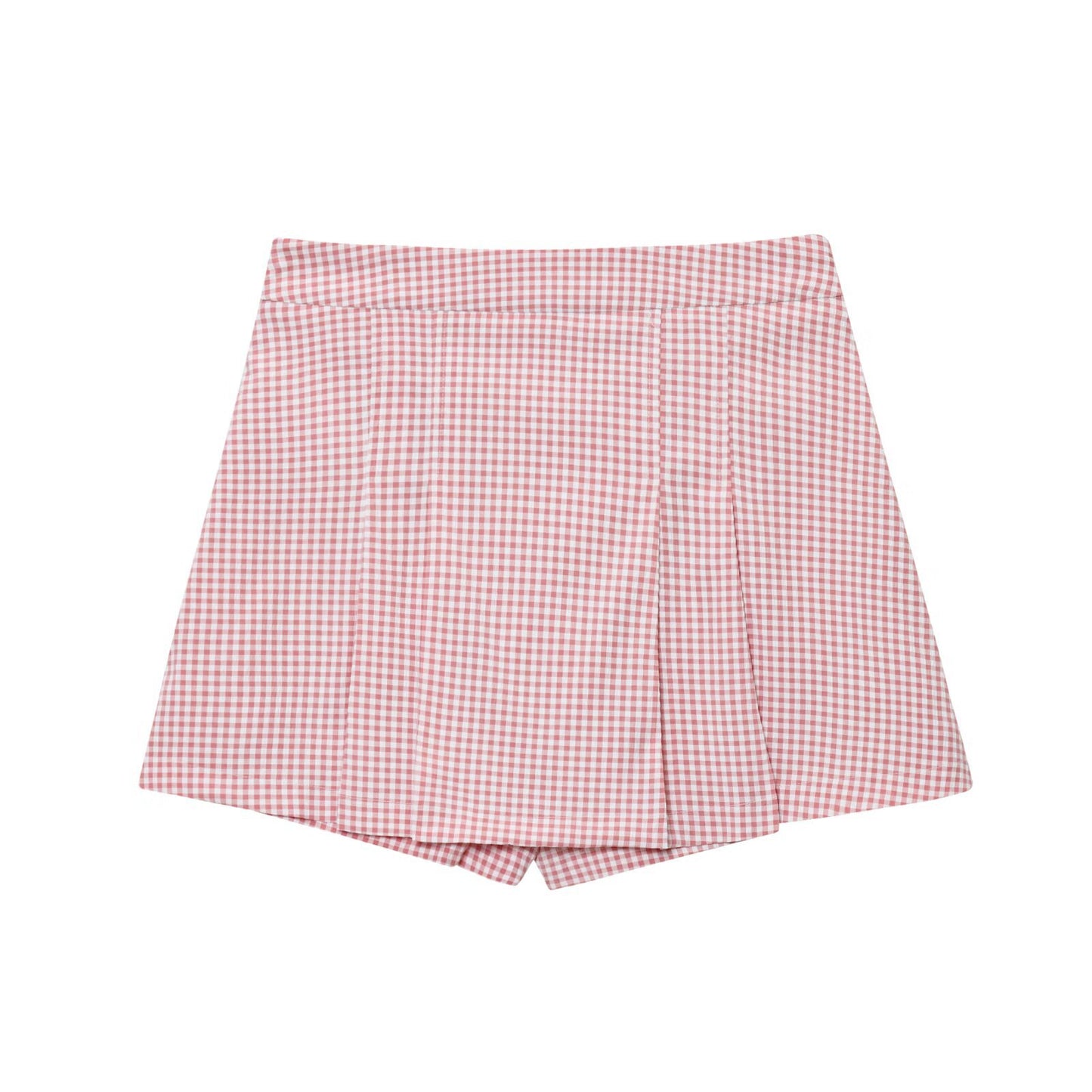 Wren | Pink Pleated Shorts Tailored High Waisted Check