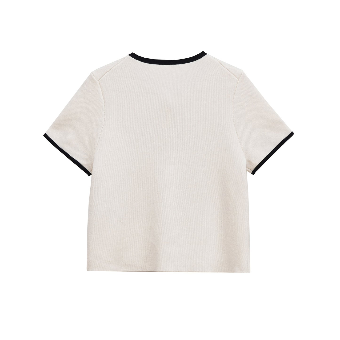 Thea | Coquette Tie Neck Blouse White Short Sleeve Button Front Pockets