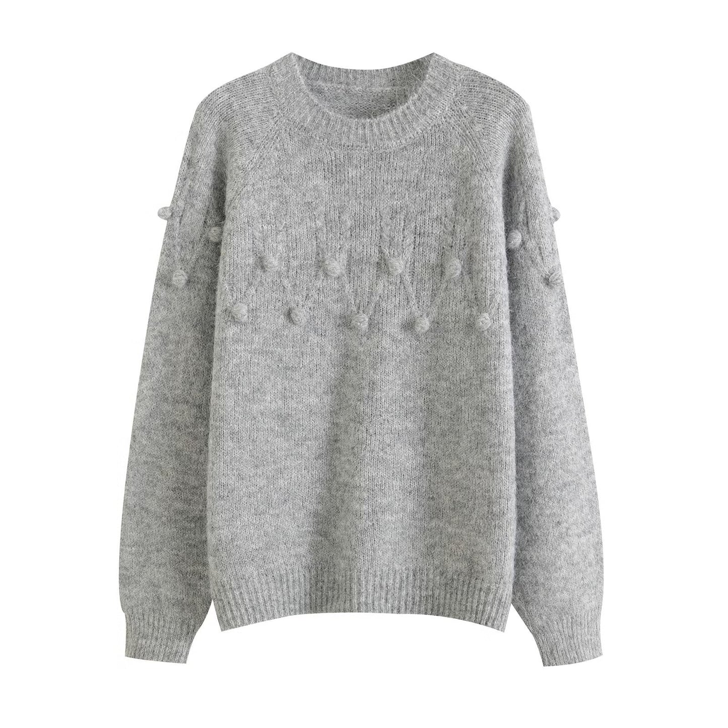 Nola | Pom Pom Knit Sweater Cream Crew Neck