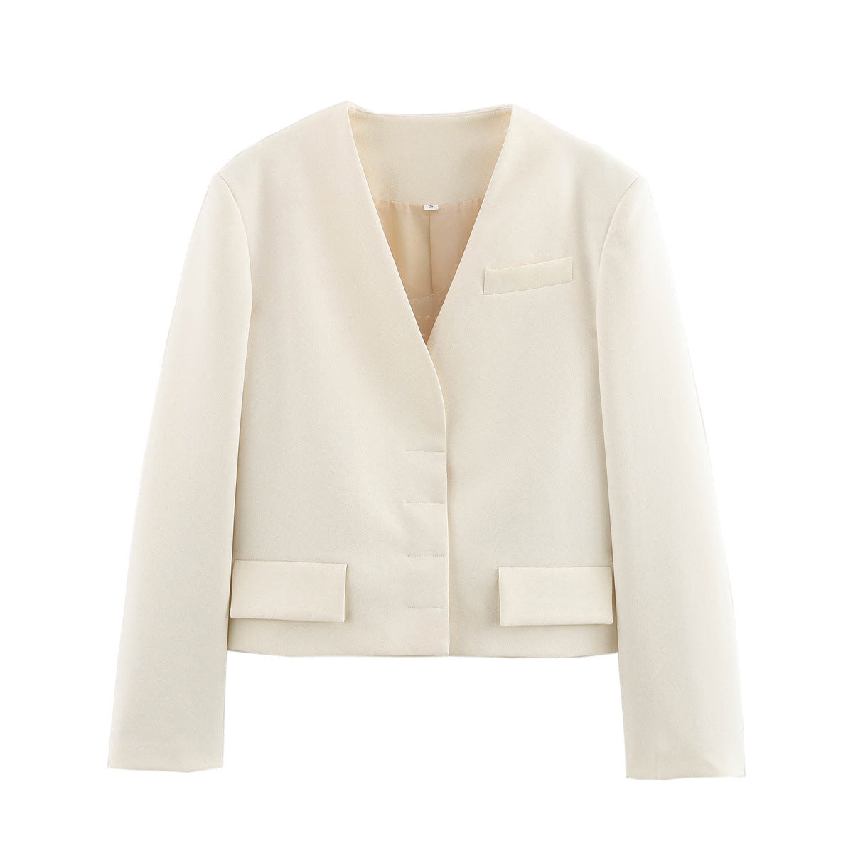 Margot | Cropped Blazer Cream Open Front Tailored