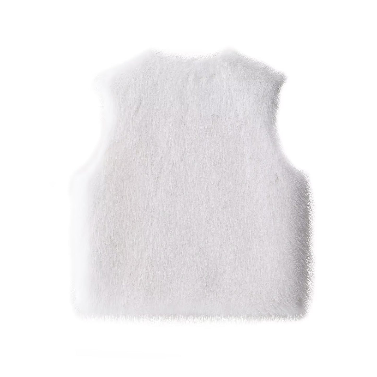 Sia | Fluffy Faux Fur Jacket White Sleeveless