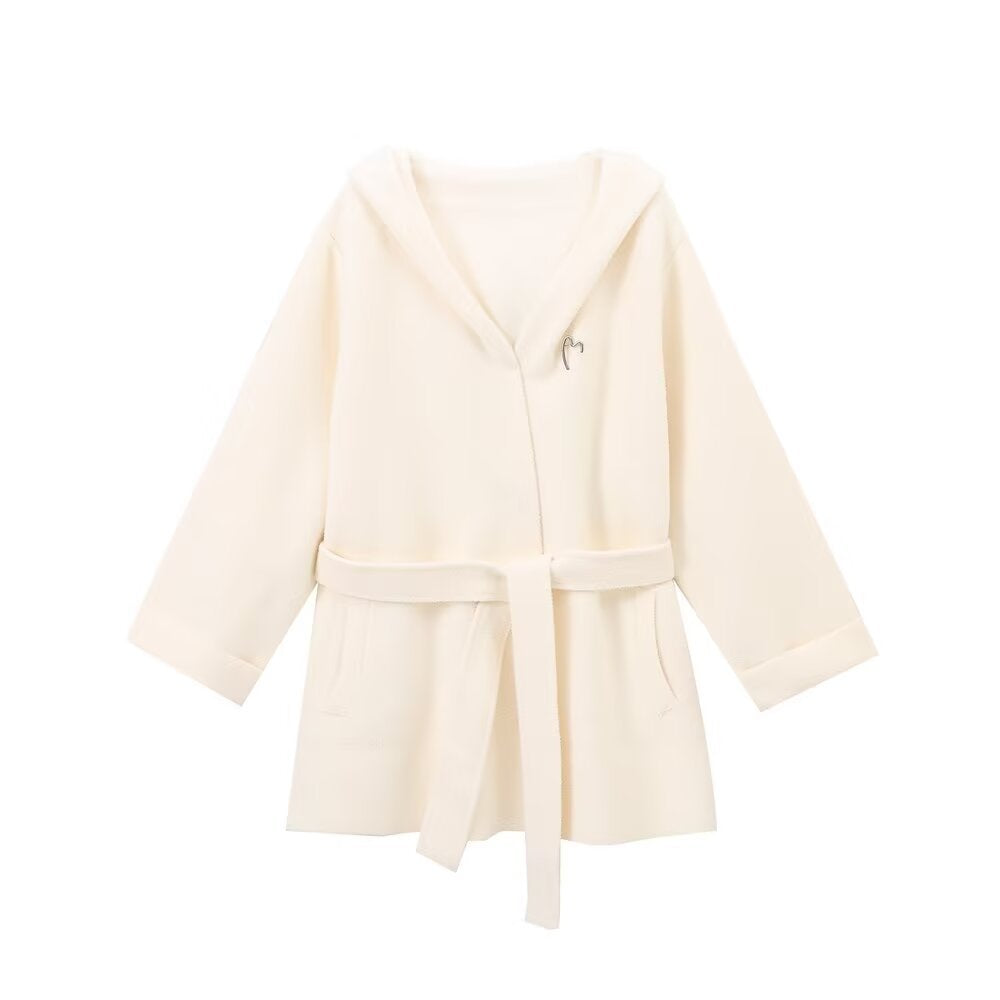 Sable | Black Blazer Belted Hooded Oversized Long Sleeve