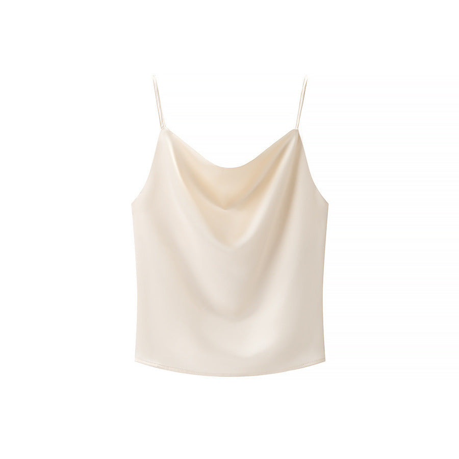 Maren | Elegant Cowl Neck Cami Top Red Satin Sleeveless Strappy