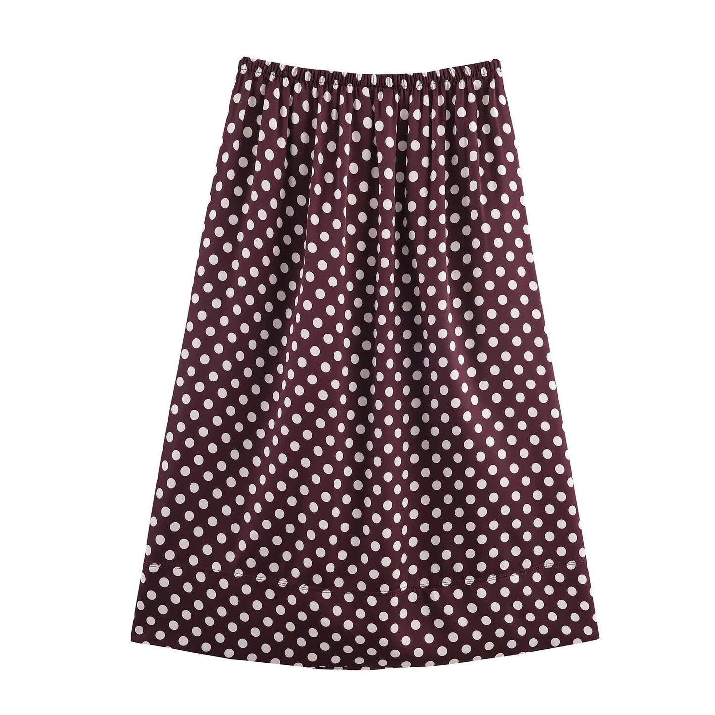 Briar | Pleated Midi Skirt Brown Polka Dot A Line High Waisted