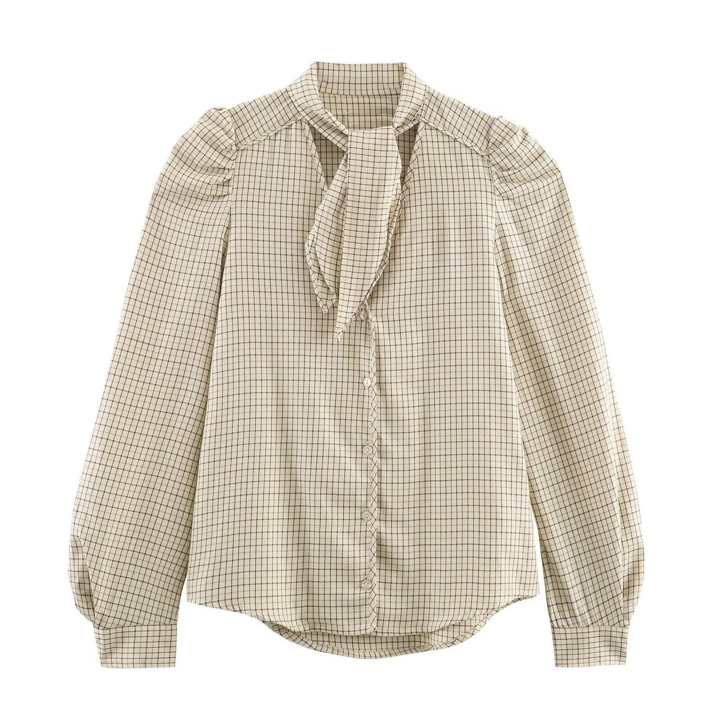 Vera | Smart Casual Tie Neck Blouse Beige