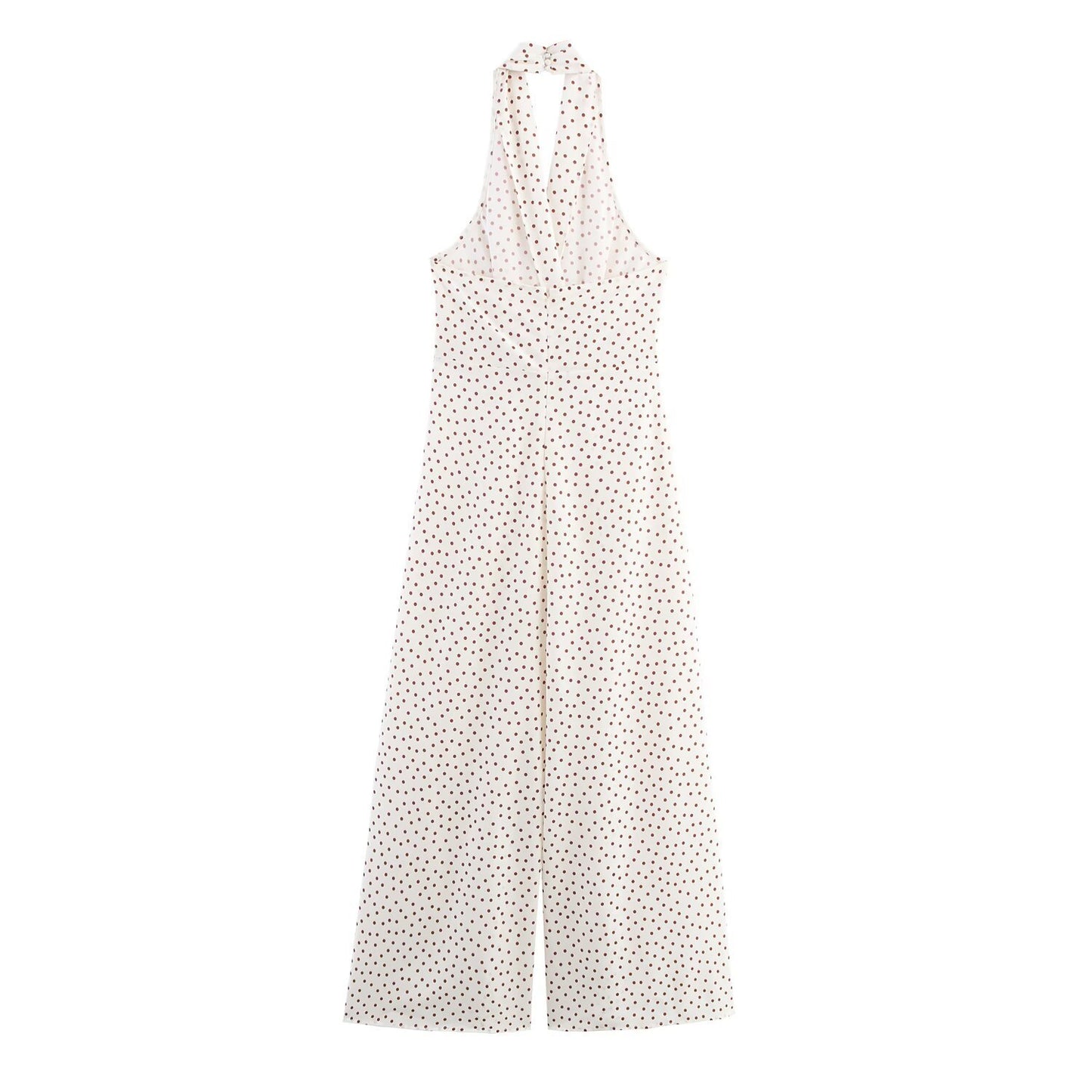 Ines | Halter Neck Jumpsuit Cream Polka Dot Wide Leg