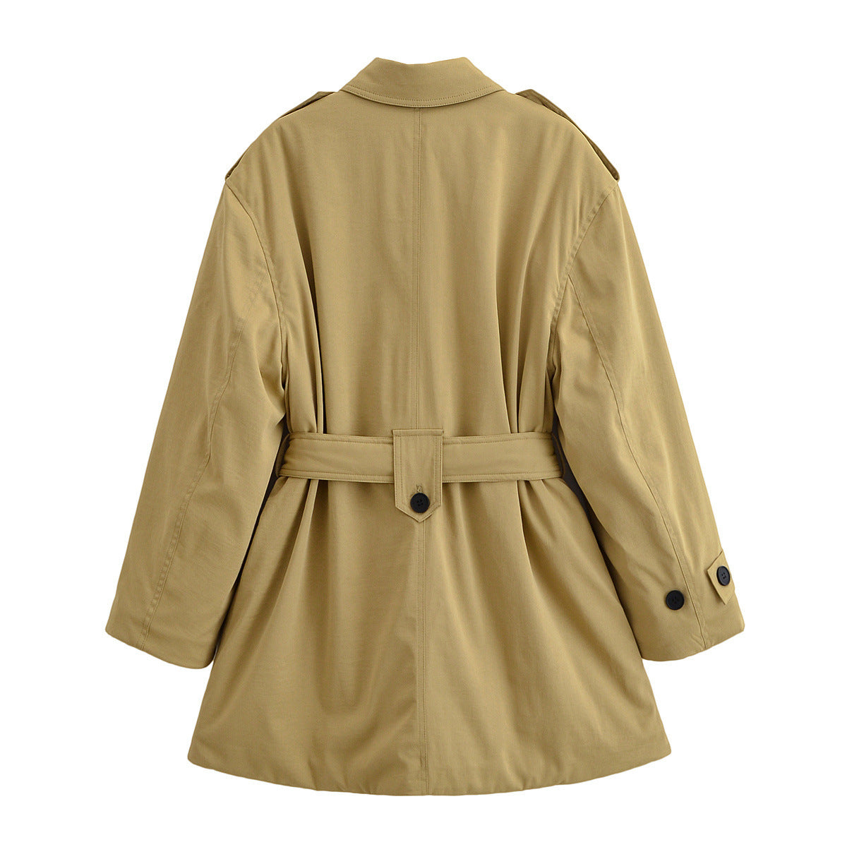 Neve | Beige Belted Utility Jacket Long Sleeve Collared Trench