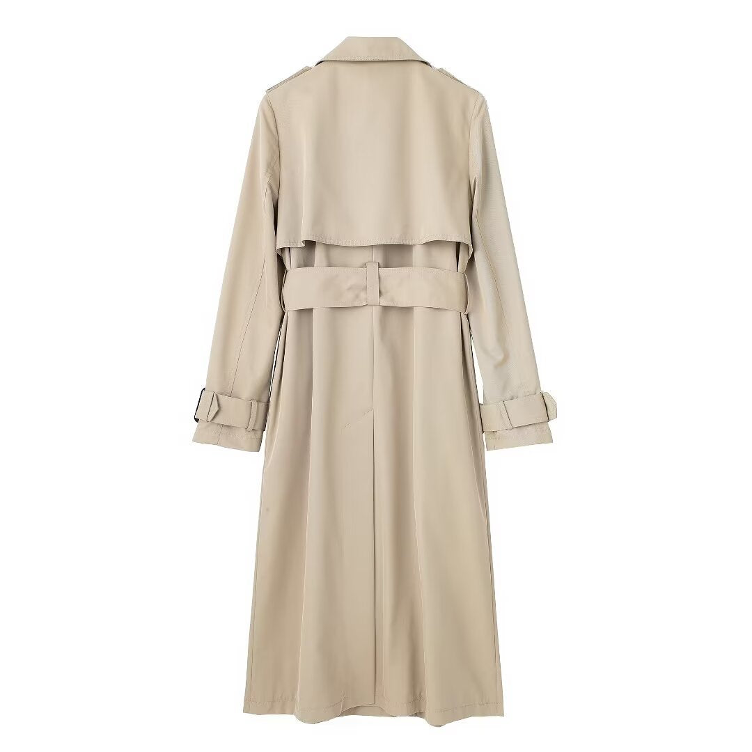 Thea | Belted Trench Coat Cream Long Double Breasted