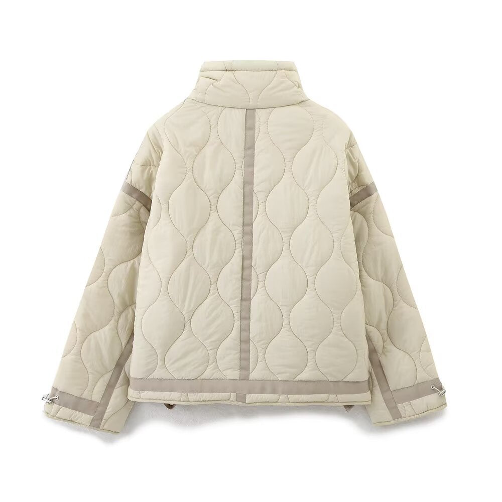 Liv | Winter Quilted Jacket Cream Padded Oversized Hooded