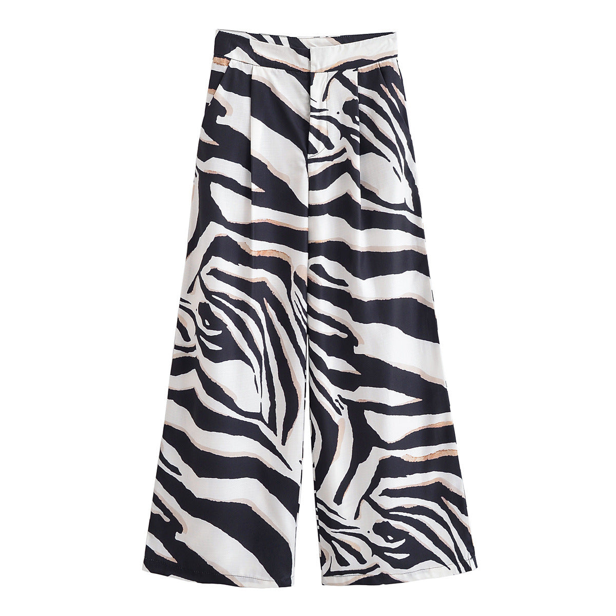 Lexi | Wide Leg Zebra Print Trousers Black White
