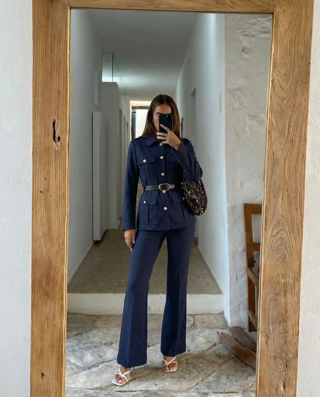 Grace | Belted Jersey Blazer Wide Leg Trouser Co-ord Set