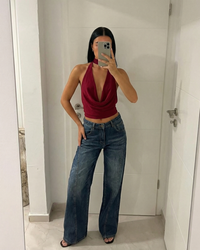Thea | Wide Leg Diagonal Seam Jeans