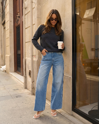 Esme | Crew Neck Ribbed Long Sleeve Relaxed Cropped Knit Top