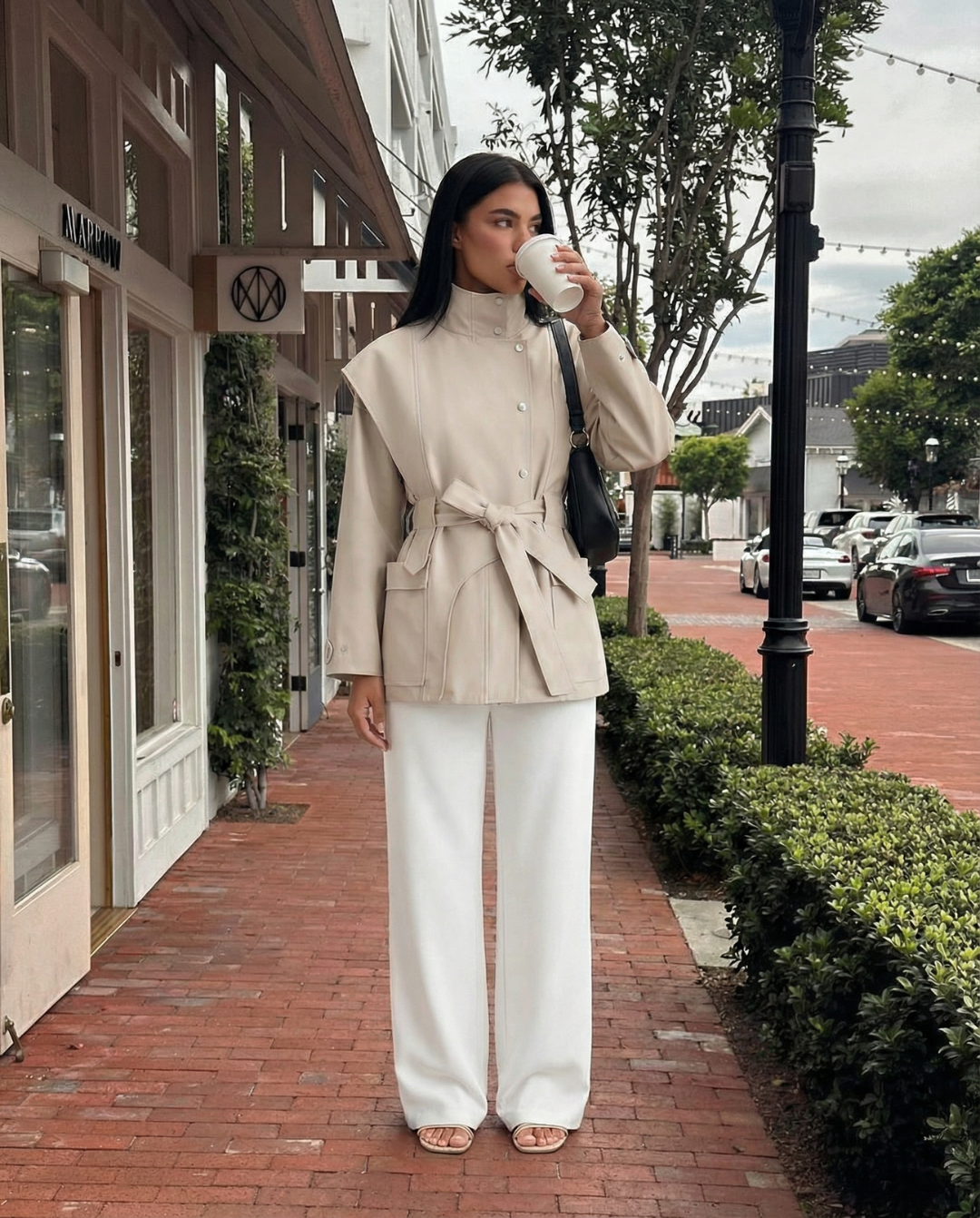 Betsy | Cropped Belted Coat with Stand Collar