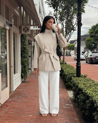 Betsy | Cropped Belted Coat with Stand Collar
