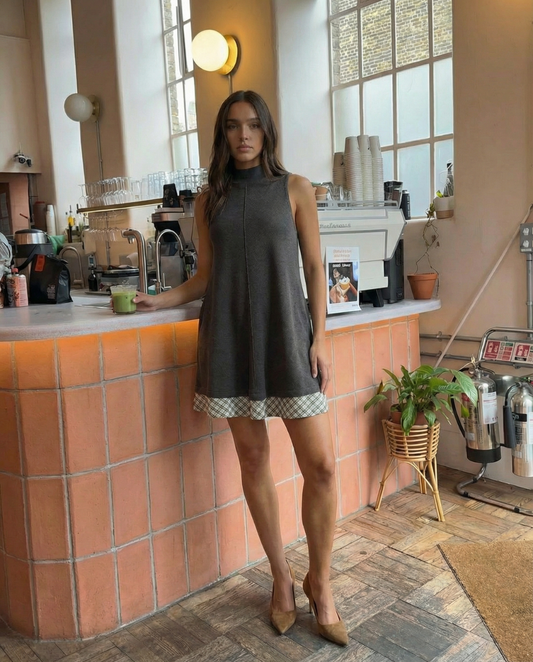 Thea | Casual High Neck Mini Dress Grey