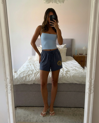 Lyla | Graphic Print Drawstring Lounge Shorts in Brushed Terry