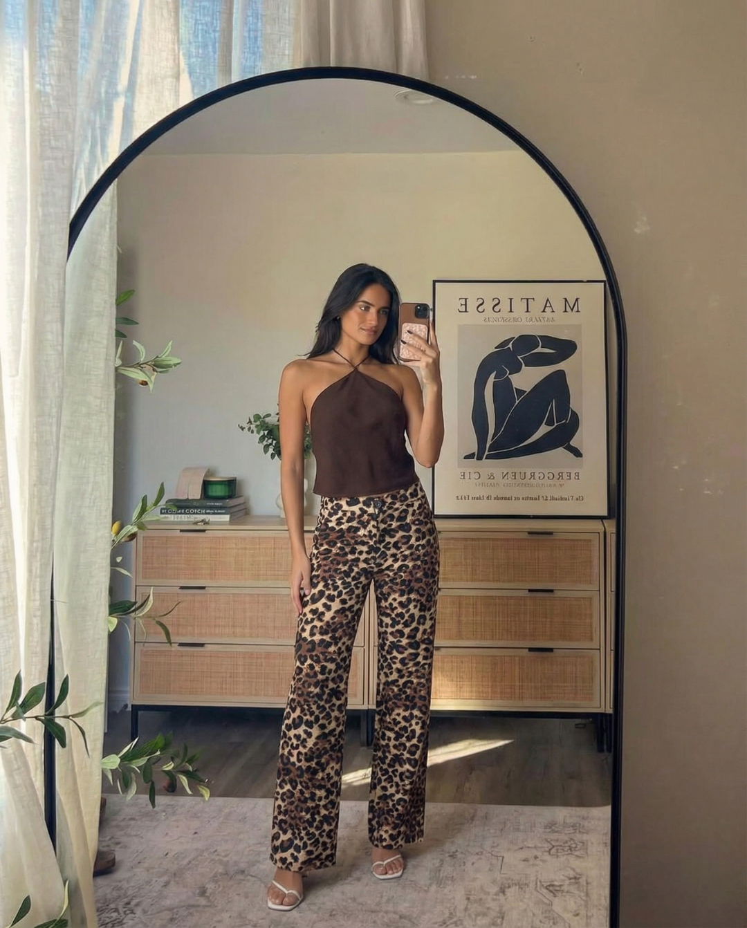 Vera | Leopard Print Wide Leg Trousers Cream Black