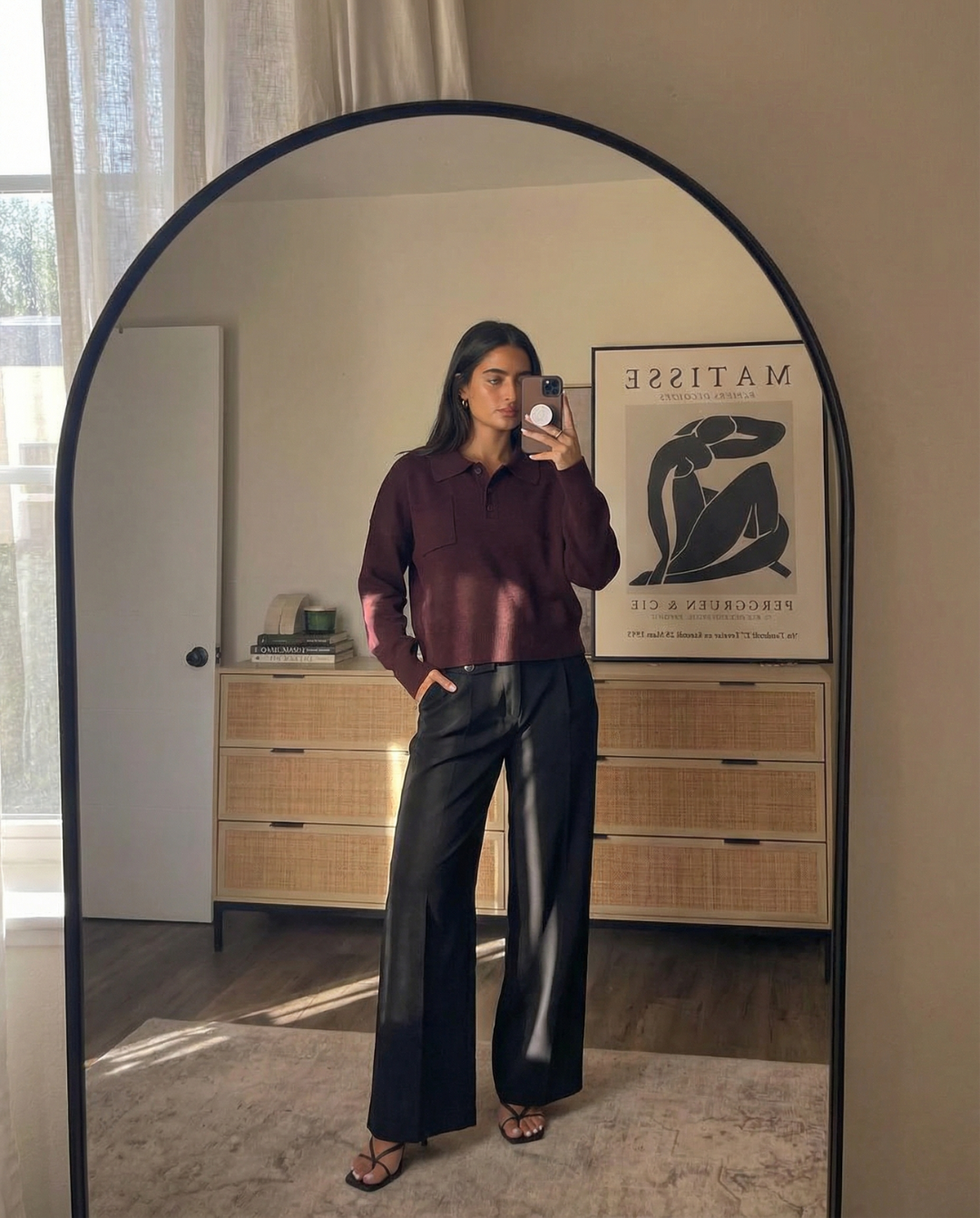 Scarlett | Burgundy Knit Polo Jumper with Pocket Detail