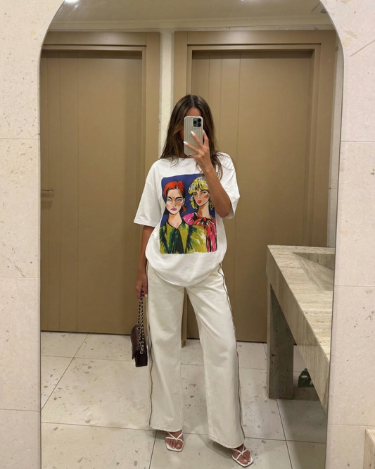Aria | White Printed T Shirt Graphic