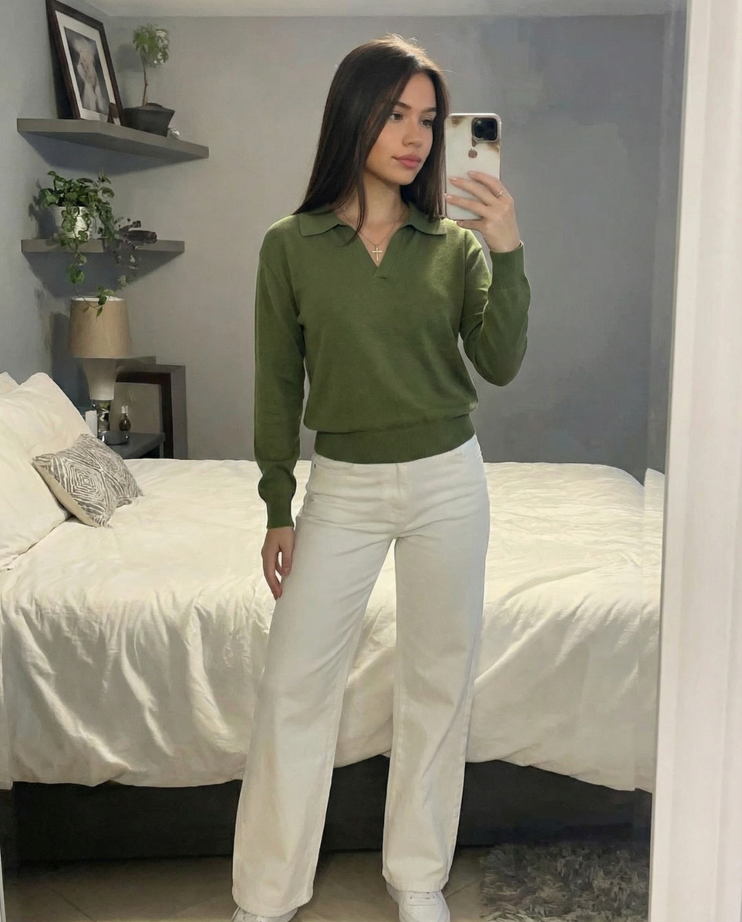 Elsie | Collared V-Neck Knit Top
