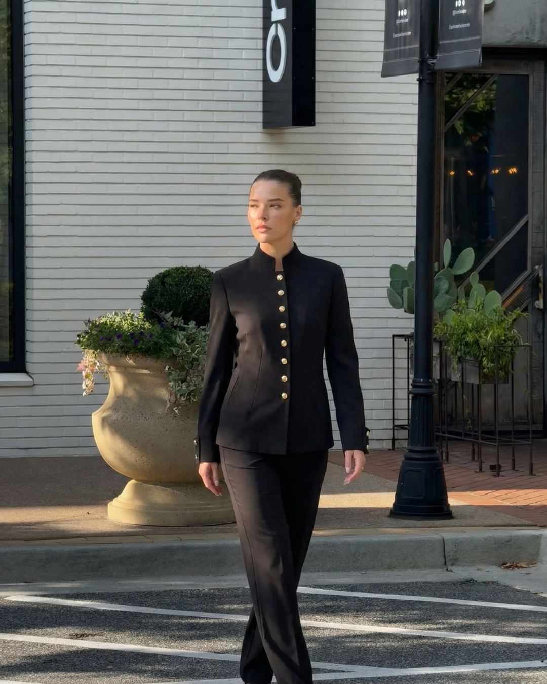 India | Mandarin Collar Gold Button Blazer