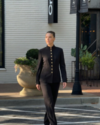 India | Mandarin Collar Gold Button Blazer