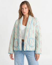 Ruby | Floral Quilted Shawl Collar Jacket