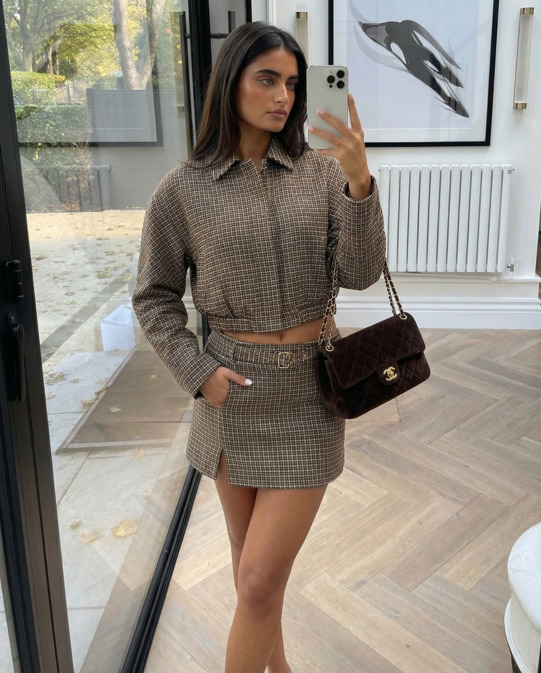 Sara | Check Cropped Jacket Mini Skirt Co-ord Set
