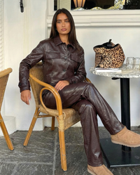 Maisie | Croc Embossed Faux Leather Jacket Trousers Set