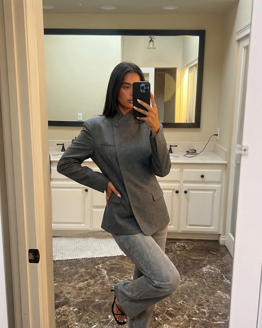 Veda | Smart Casual Fitted Blazer Dark Grey