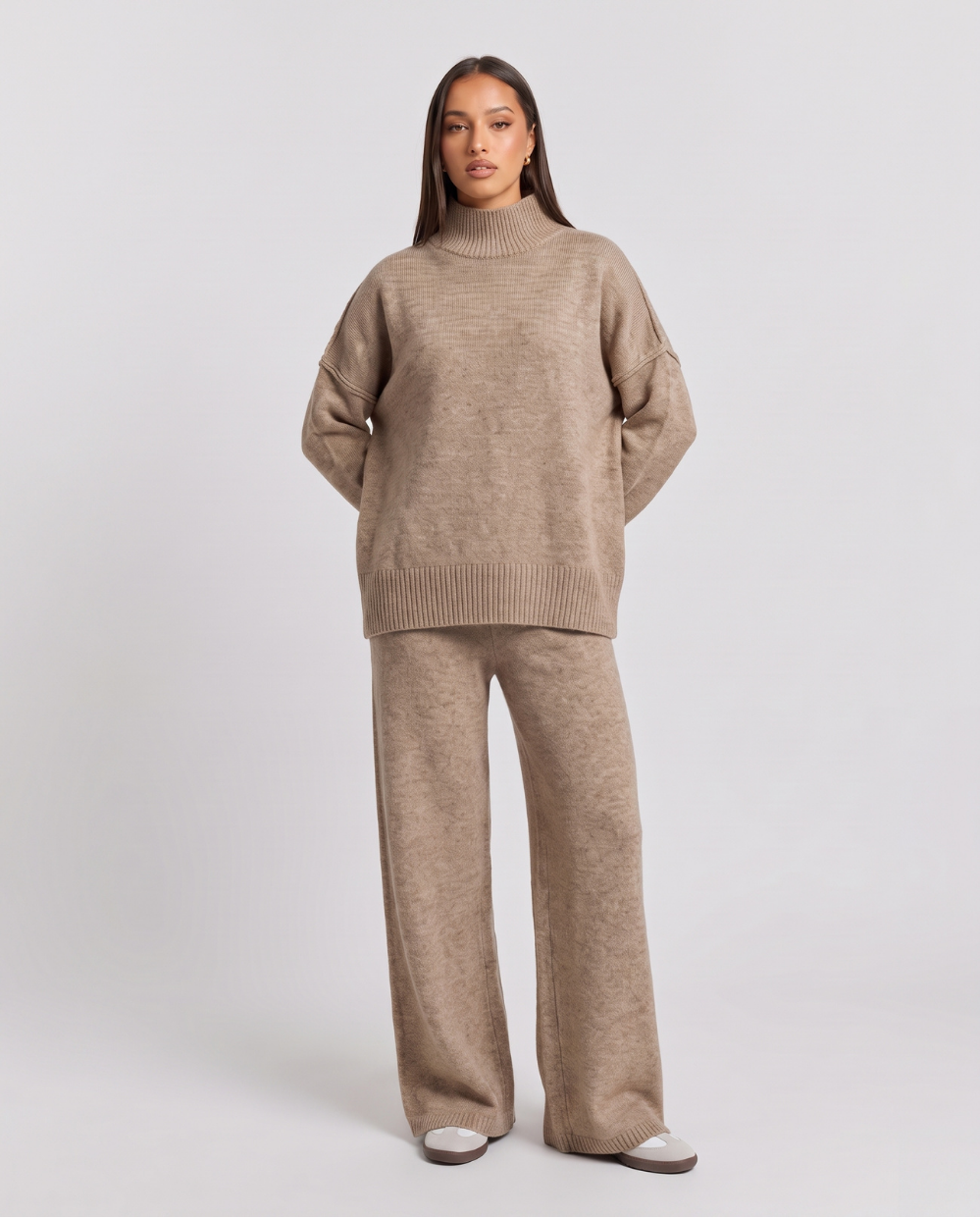 Isabeau | Women's Oversized Two Piece Set Beige and Brown