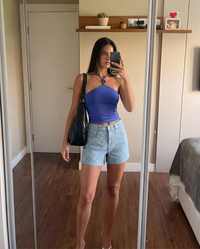 Romy | Floral Print Light Wash Denim Shorts