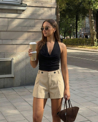 Lexi | High-Waist Deep Pleat A-Line Tailored Shorts