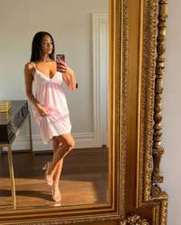 Elise | Lace Trim Striped Slip Dress