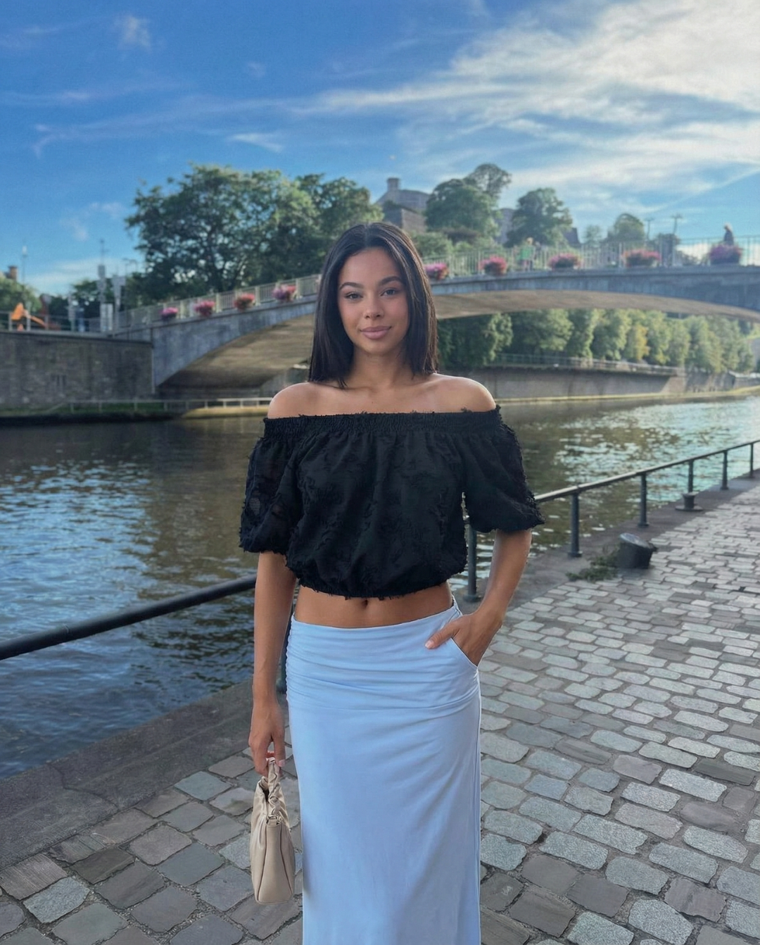 Evie | Off-Shoulder Textured Crop Top