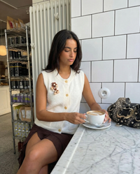 Lara | Brooch-Detail Button-Front Knit Vest