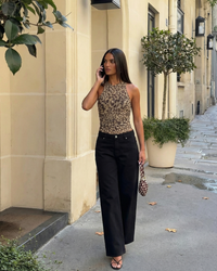 Effie | Leopard Print Ruched Halter Top in Beige