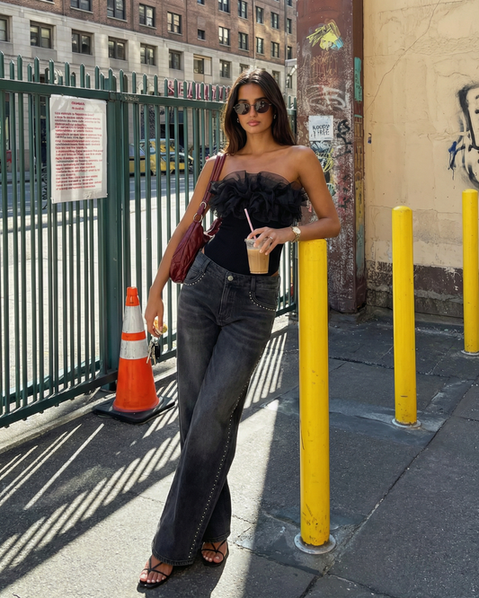 Ivy | Elegant Halter Neck Ruched Bodysuit Black