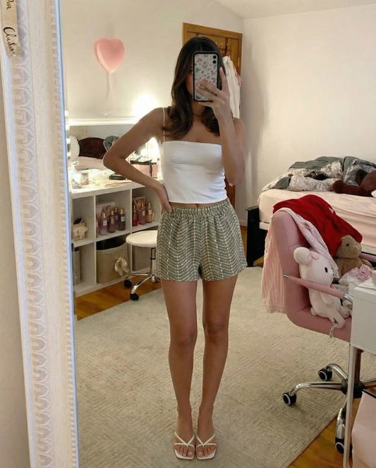 Maren | Pleated Shorts Sage Green High Waisted