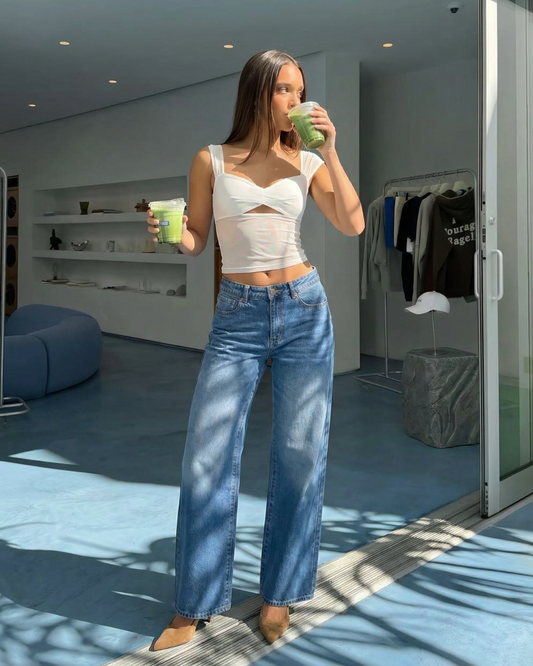 Lena | High Waisted Wide Leg Jeans Light Blue Denim