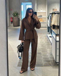 Yasmine | Wrap-Style Kimono Top and Wide Leg Trouser Set