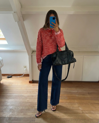 Edith | Crochet Polo Top in Red
