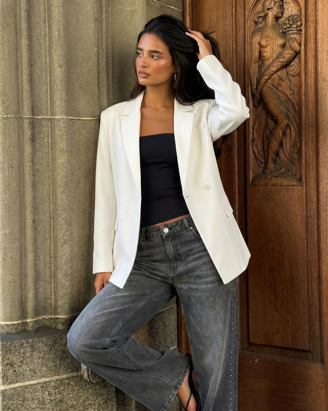 Elise | Relaxed Structured White Blazer