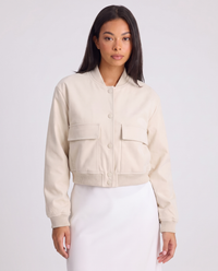 Gemma | Women's Cropped Bomber Jacket Ribbed Trim