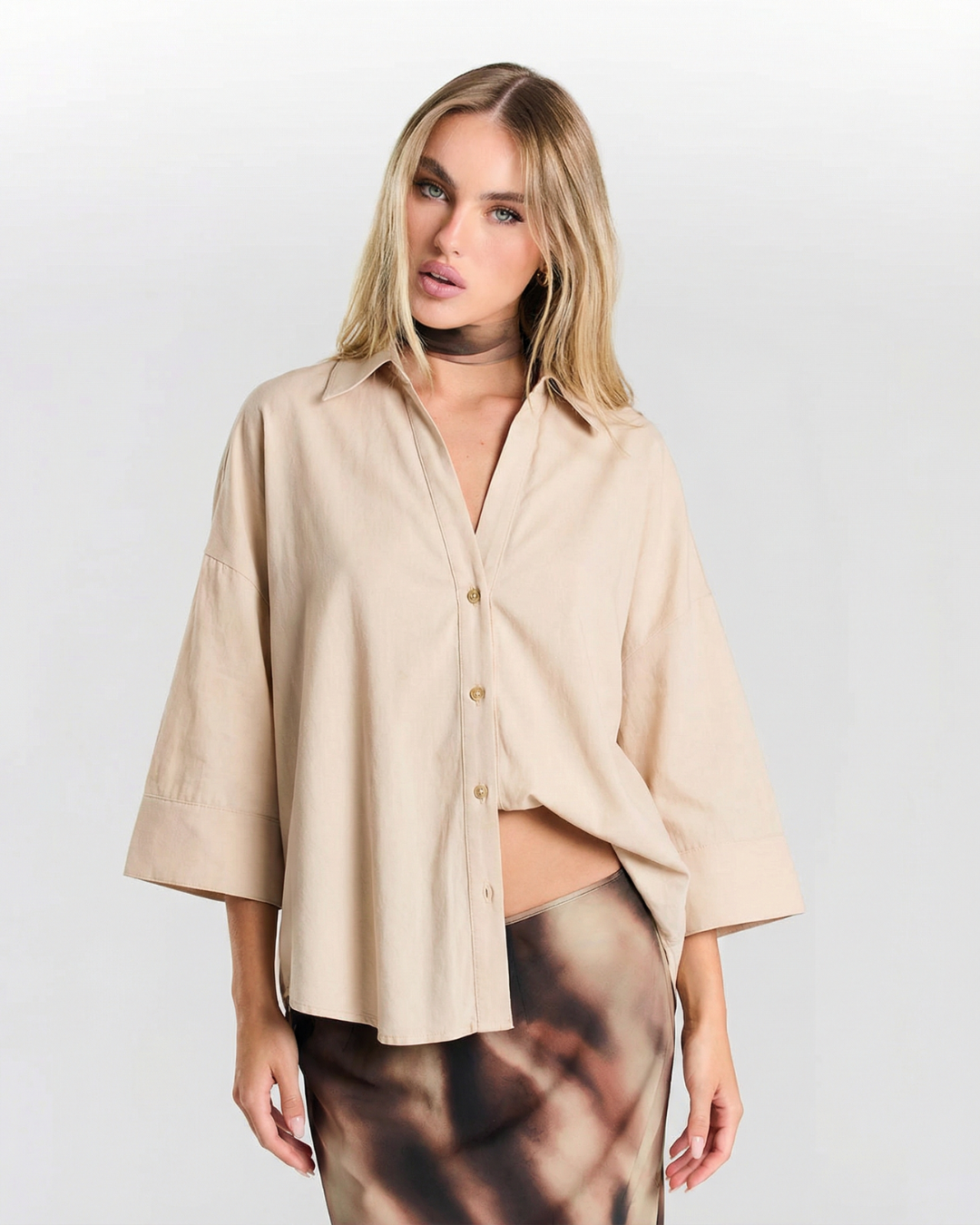 Allegra | Relaxed V-Neck Linen Shirt