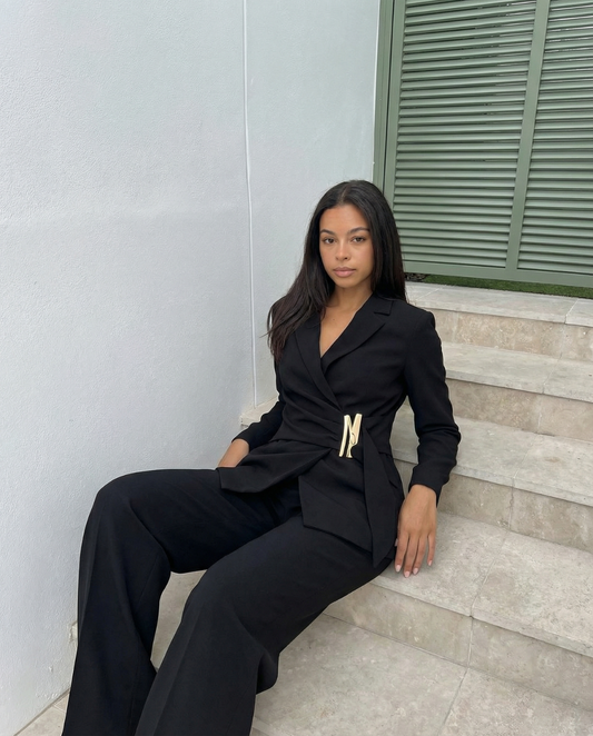 Victoria | Black Wrap Trouser Suit