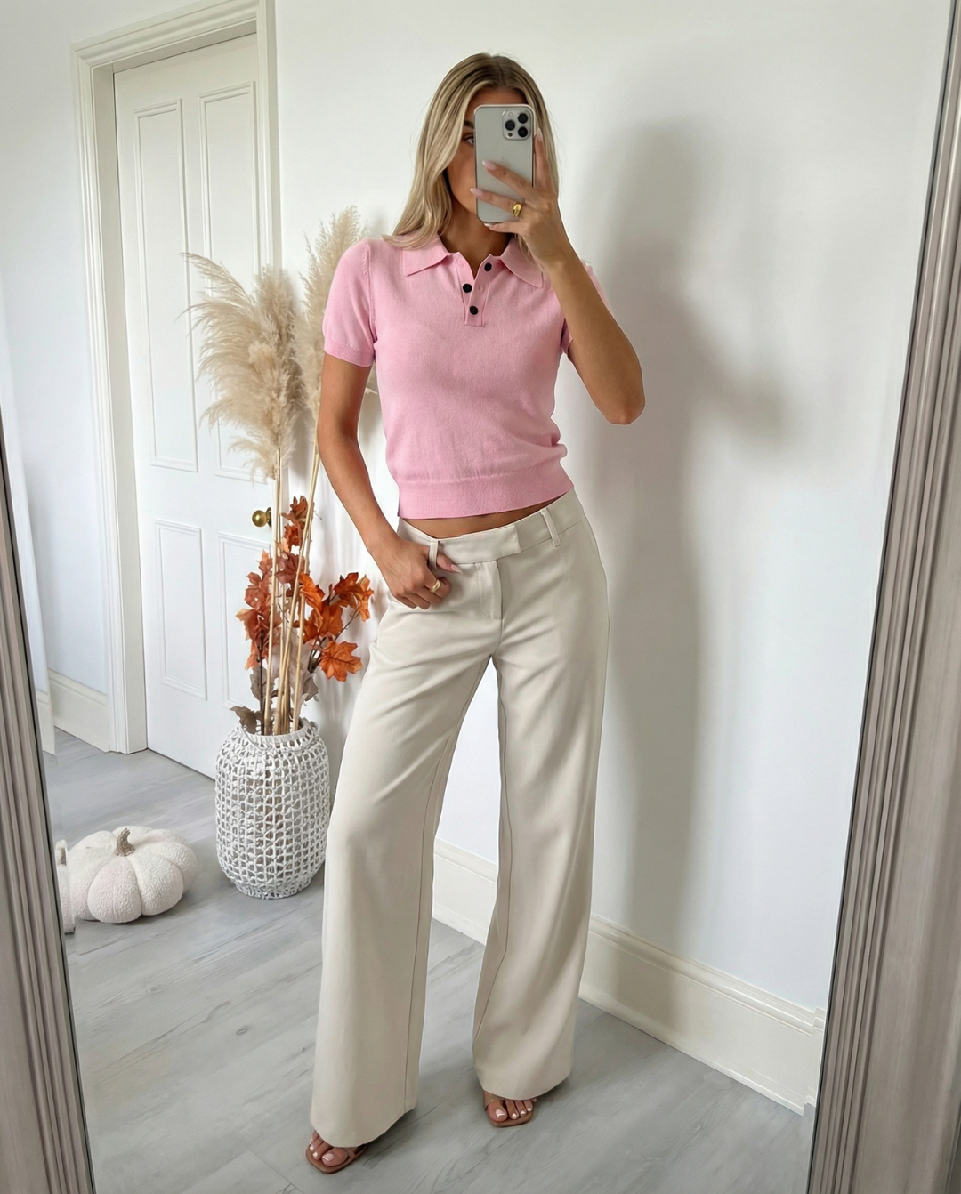 Mellie | Cropped Short Sleeve Polo Knit Top